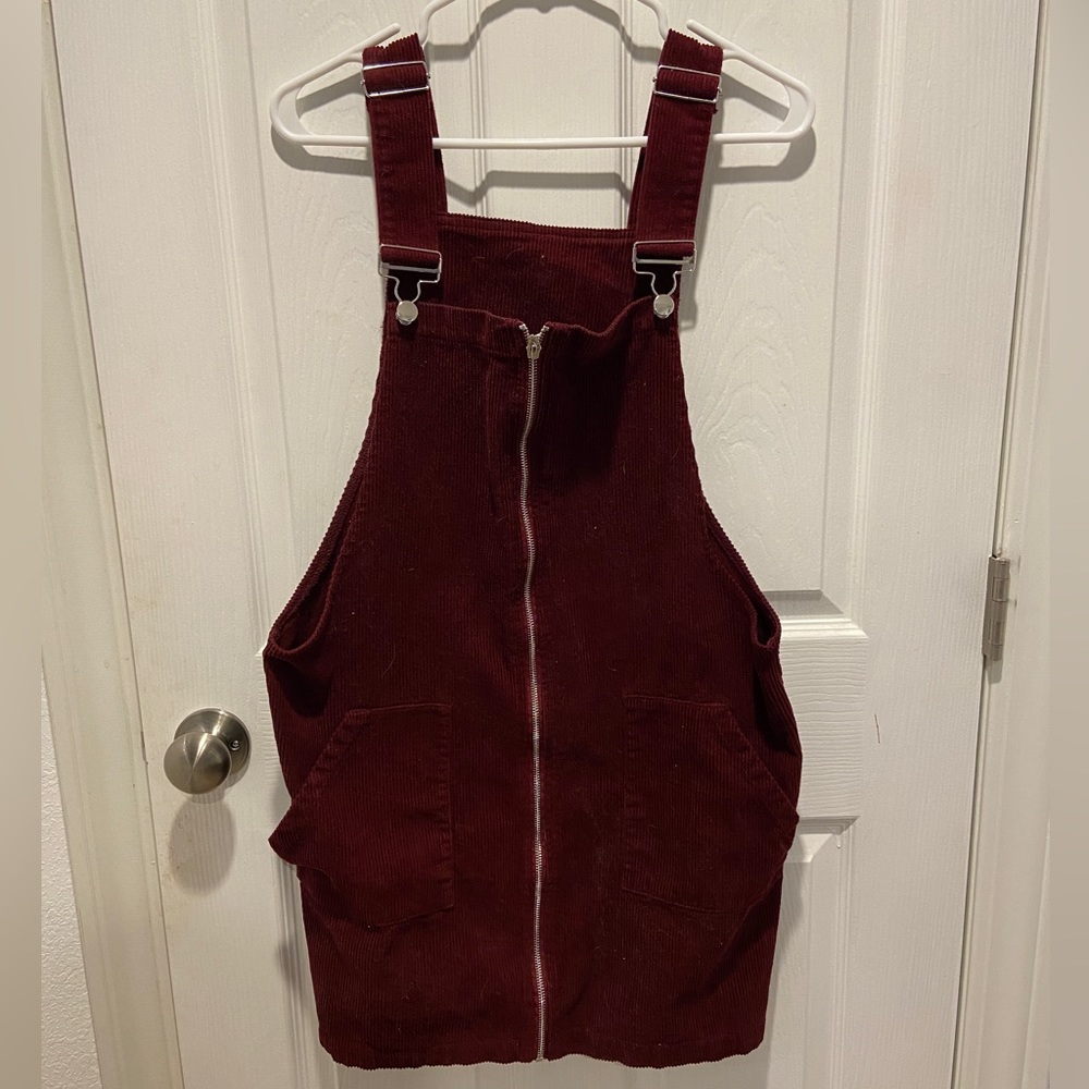 Maroon overall dress